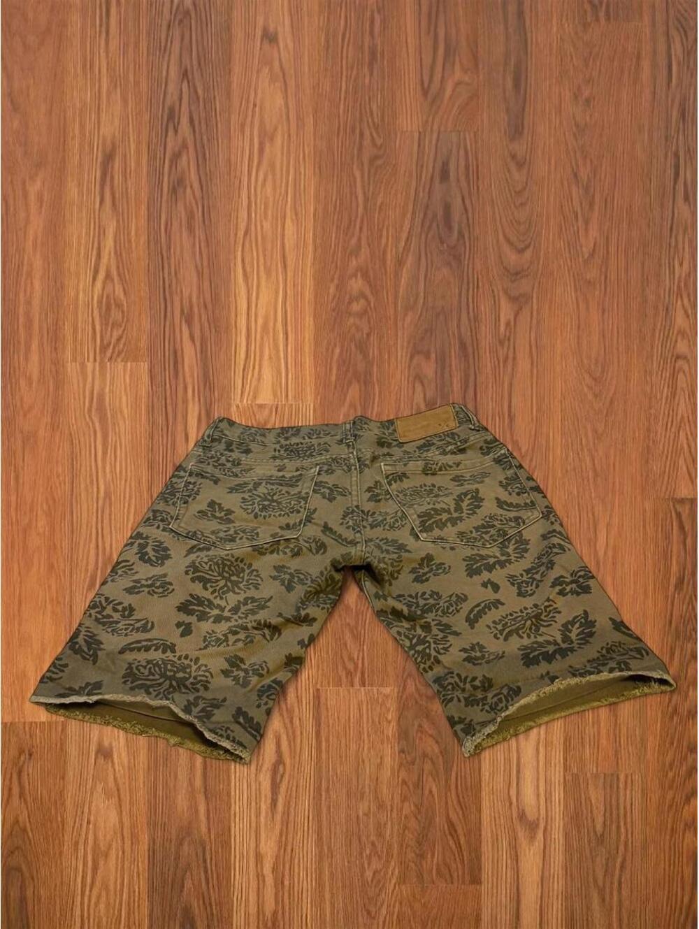 Standard Cloth Co Womens Green Khaki Floral Shorts Size 29 Casual Summer Stretch - Picture 1 of 5
